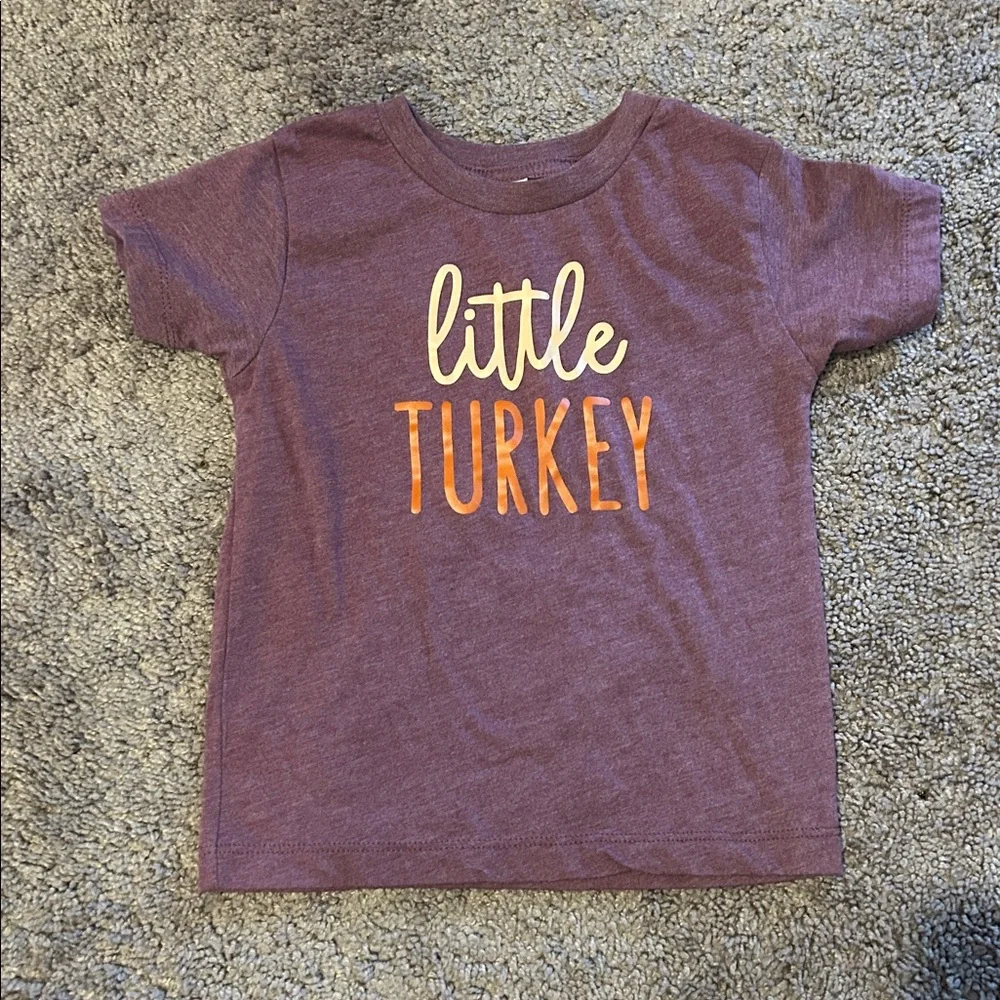 “Little Turkey” Thanksgiving toddler 3T matching twin tshirt set